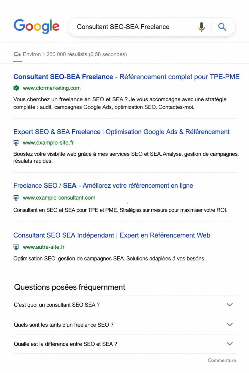 Résultat organique SEO Google