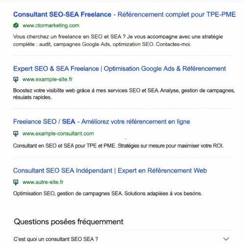 Résultat organique SEO Google